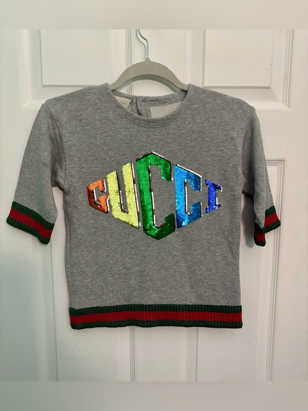 Gucci Gray Sequin Sweatshirt Sz 10J Ladies XS